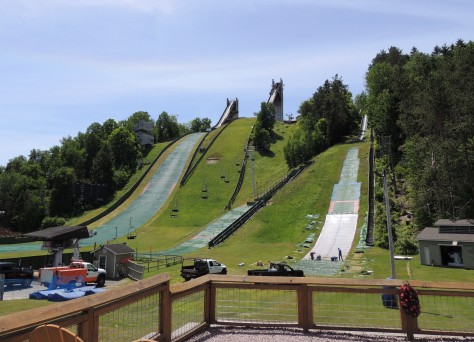 Lake Placid ski jumps from the new event center at the bottom